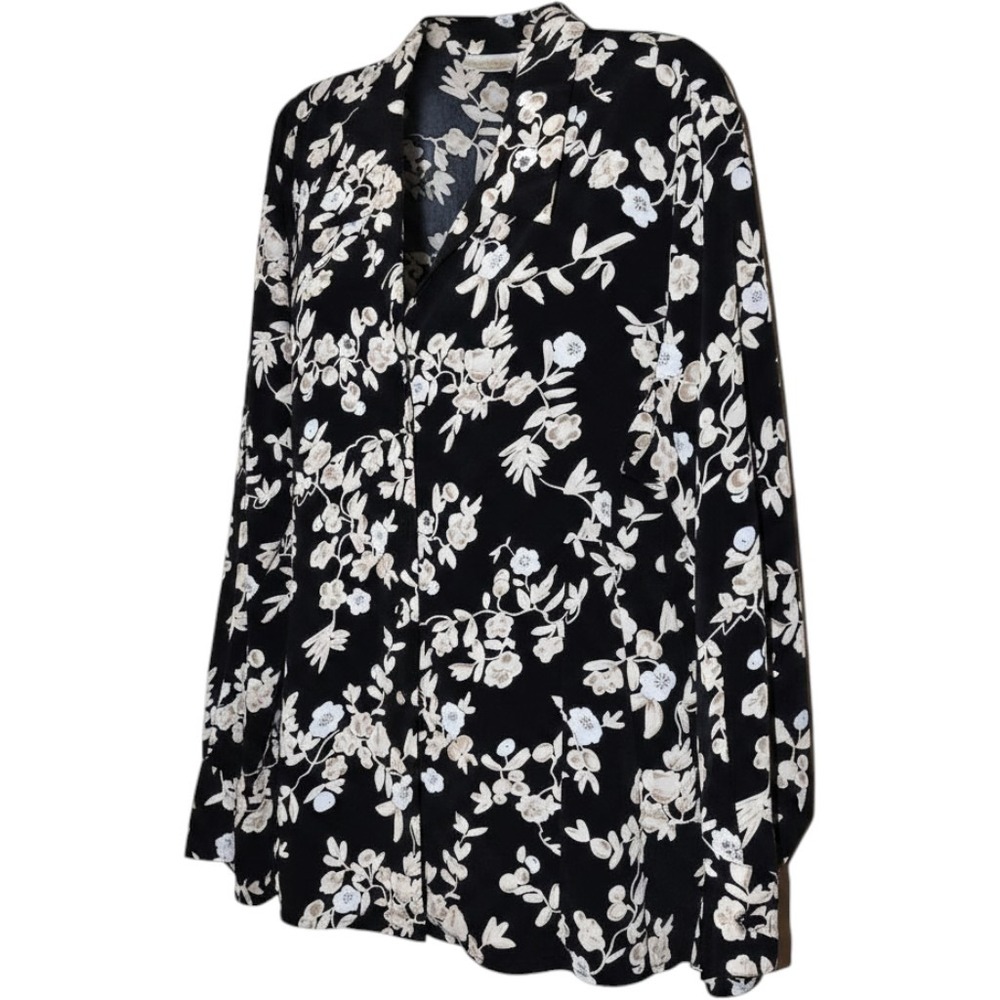 Women's Christie & Jill Black Floral V-Neck Shirt 22W Plus Size Career